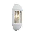 Ansell LED Wandleuchte Latina Halb Laterne Weiß - Geeignet für E27 Bis Zu 42W | IP65 - Bewegungs- und Lichtsensor